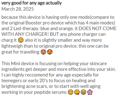 Avis positif sur l'Age-R Booster Pro Mini