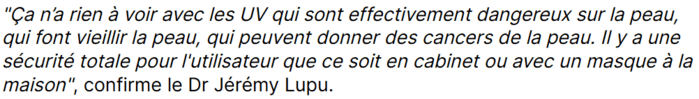 Avis du dermatologue Jérémy Lupu, dermatologue, sur la sécurité du masque LED