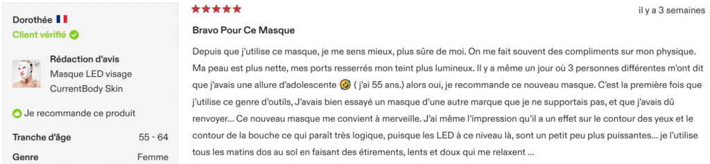 Avis sur le masque LED CurrentBody skin série 2