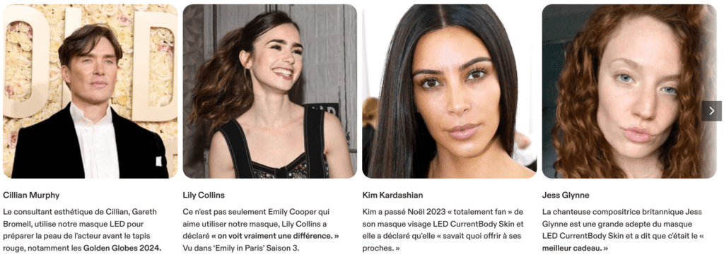 Célébrités utilisant le masque LED CurrentBody
