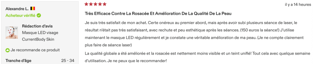 Avis sur le masque LED skin série 2 CurrentBody
