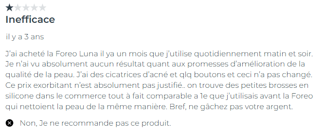 Avis négatif sur la Foreo Luna 3