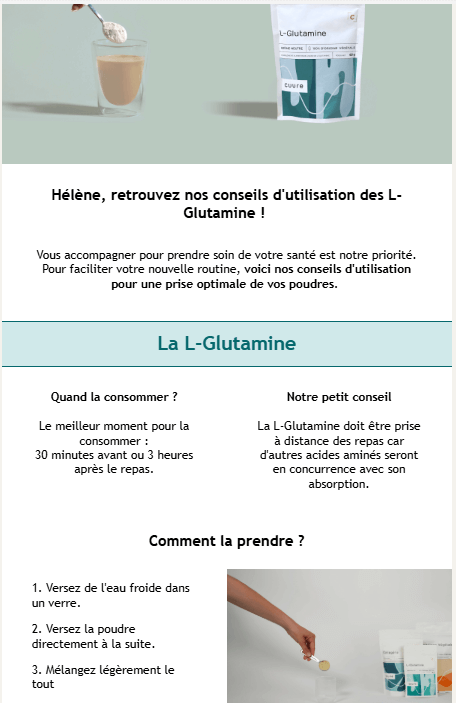 Mail de Cuure sur l'utilisation de la L-Glutamine