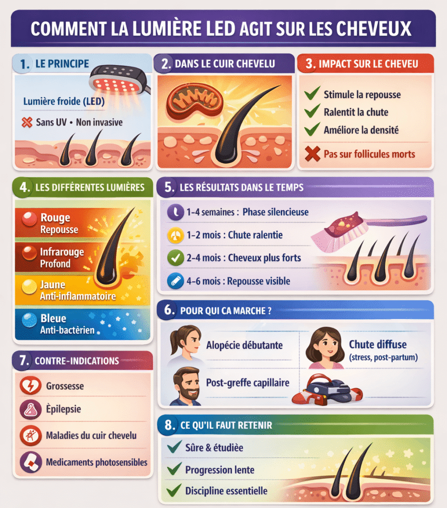 Lumière LED et cheveux
