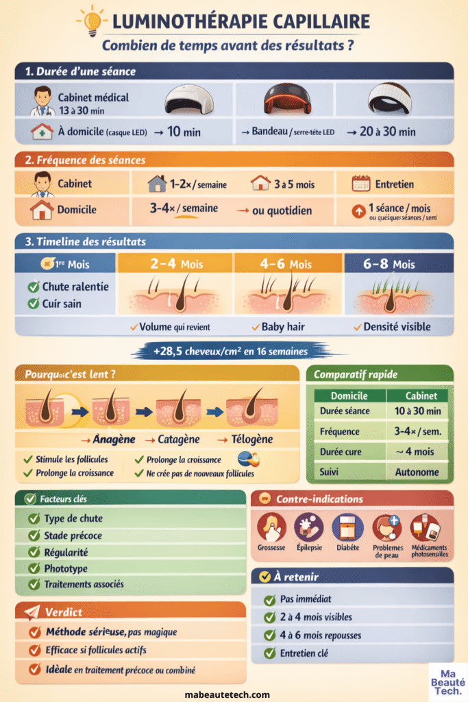 Combien de temps pour une luminothérapie cheveux