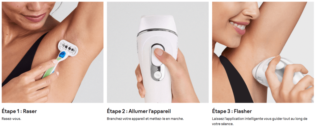 Etapes d'utilisation du Braun Silk Expert Pro 3