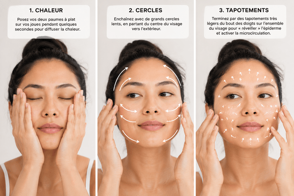 Massage Kobido à faire soi-même, échauffement