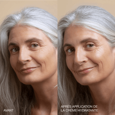 Avant après l'application de la crème hydratante Oden