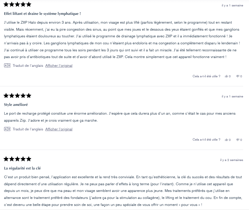 Avis des utilisatrices du Ziip Halo